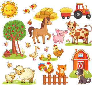 Samolepky na stenu ZVIERATKA FARM KRAJINA 50x100cm FM2